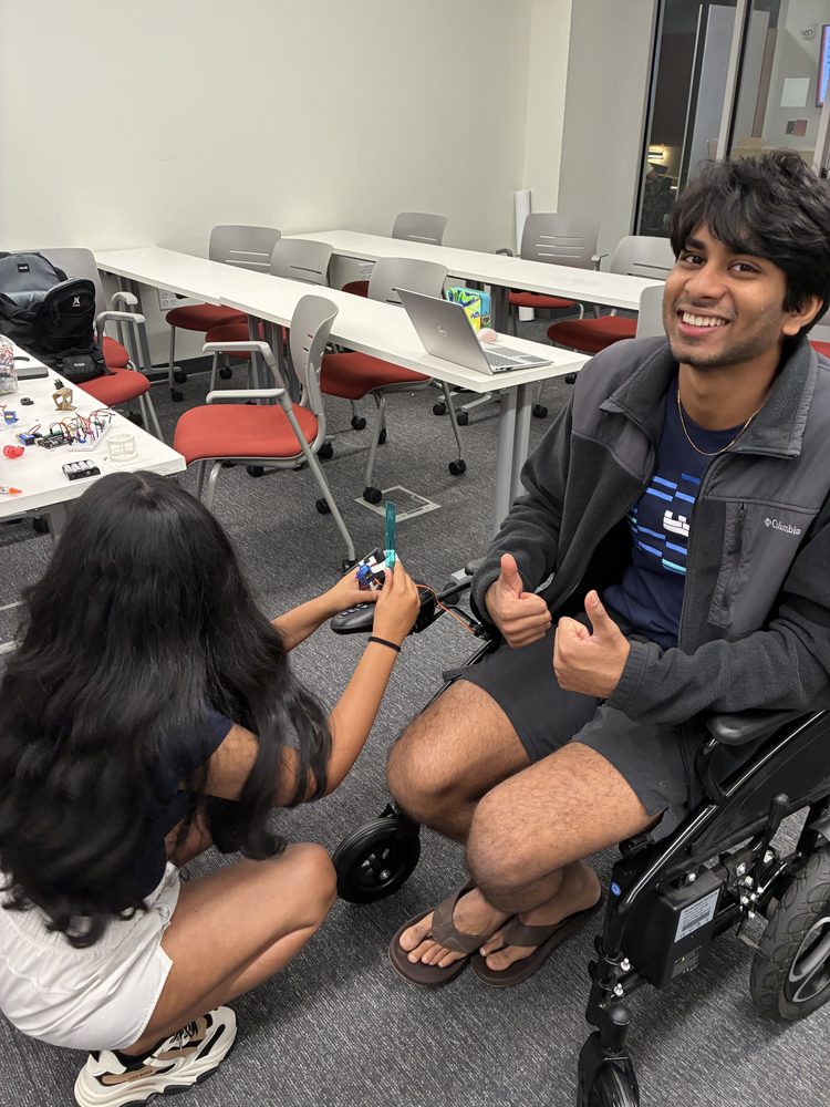 Wheelchair test: the add-on mounted on a joystick during testing